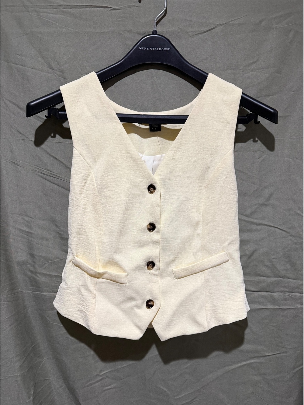 Monteau Ivory Button Front Vest